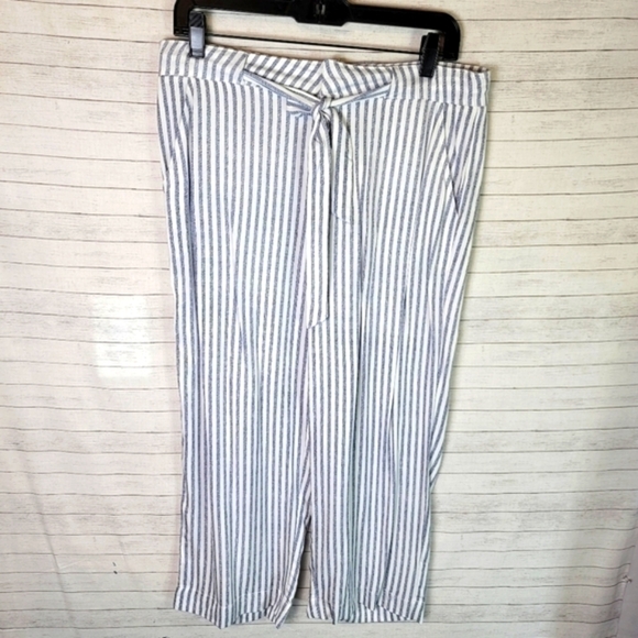 RAG POETS STRIPE SLUB BOAT PANTS IN INDIGO, SZ LARGE - Picture 1 of 13